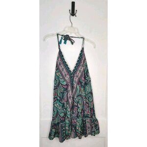 Vanessindia One Size Silk Blend Floral Paisley Print Halter Top Made In India